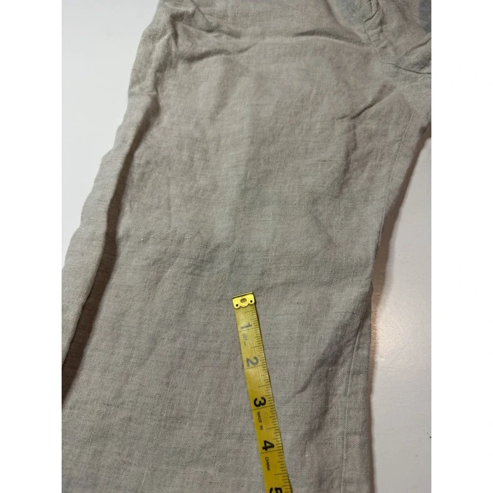 Reformation Linen Pants Beige Neutral High Rise Straight Leg Trousers 4 Petite